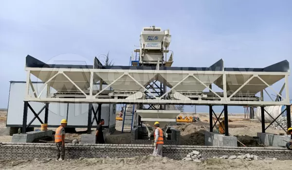 50m3/h skip hoist concrete plant on construction site