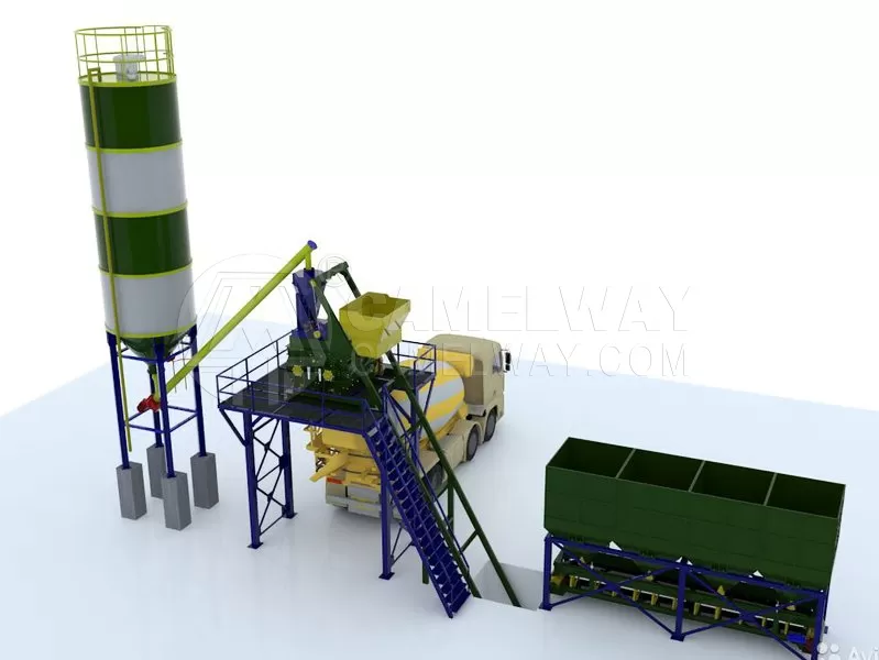 Skip Concrete Batching Plant 3D Image - Camelway Africa