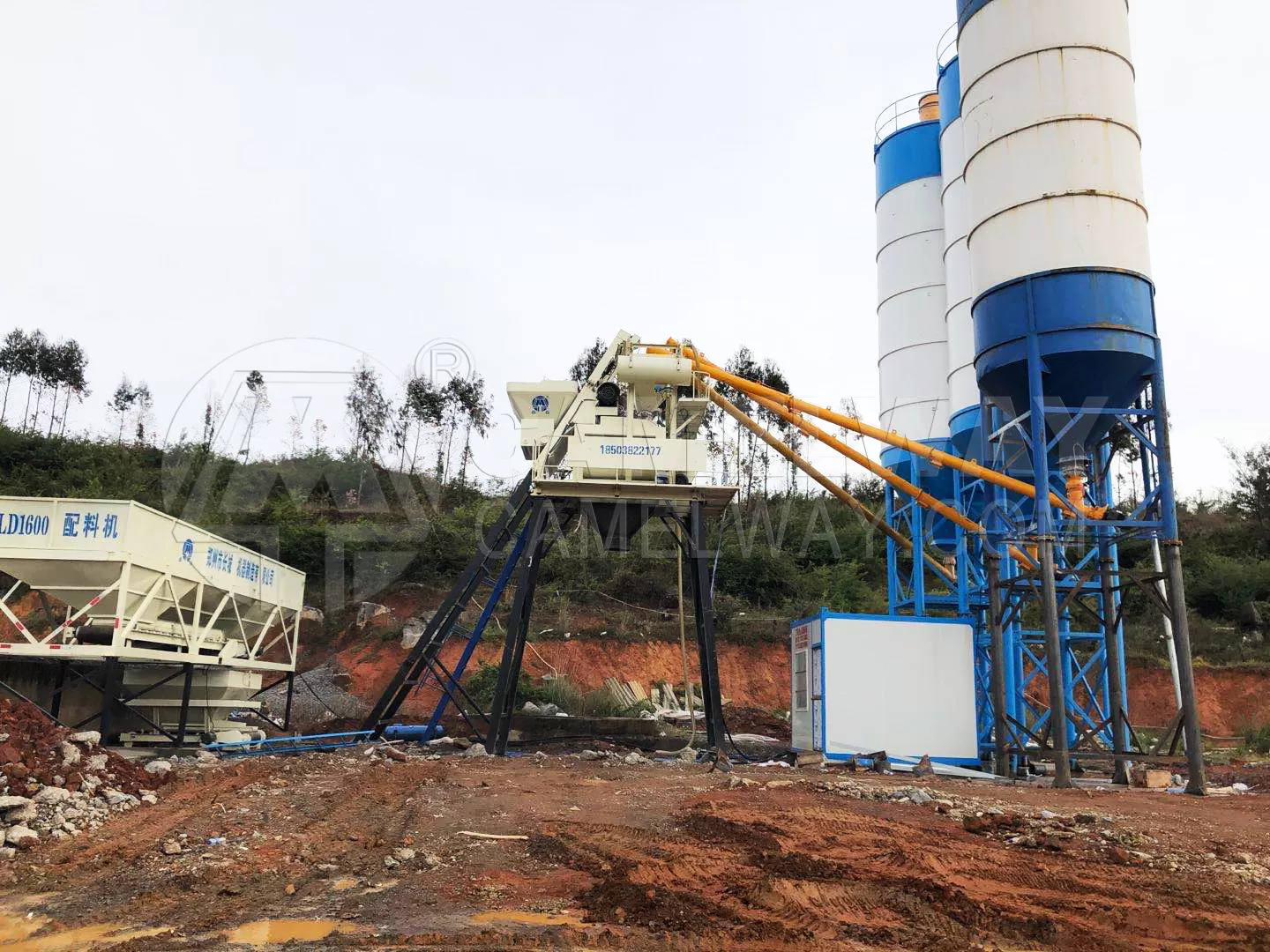 skip hoist stationary concrete batching plant